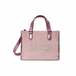 NWT Juicy Couture Pink Velour String of Pearls Mini Tote Bag 2000s Y2K